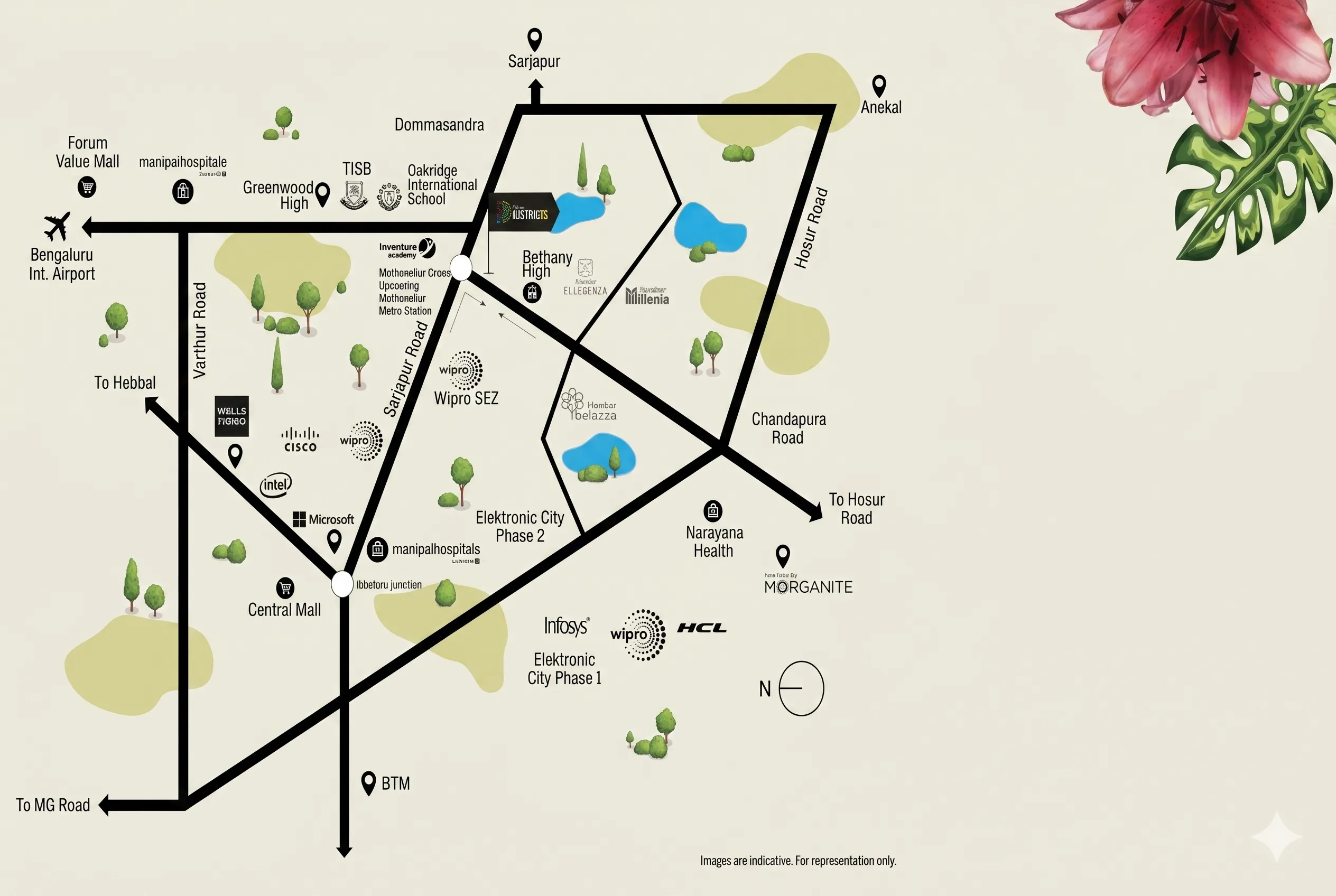 Connectivity infographic of Residential Townships Sarjapur