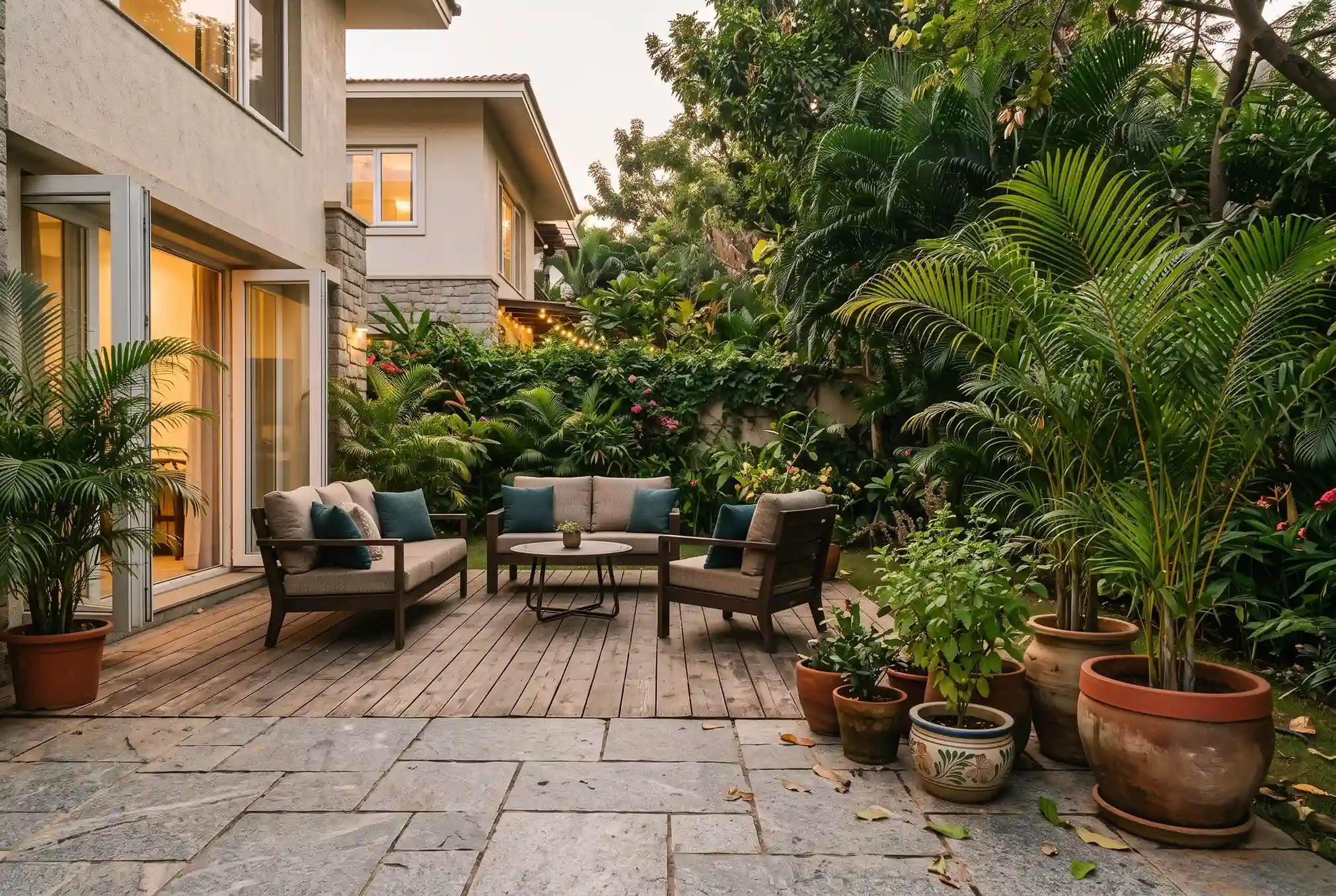 Nambiar Bannerghatta Road villa private backyard