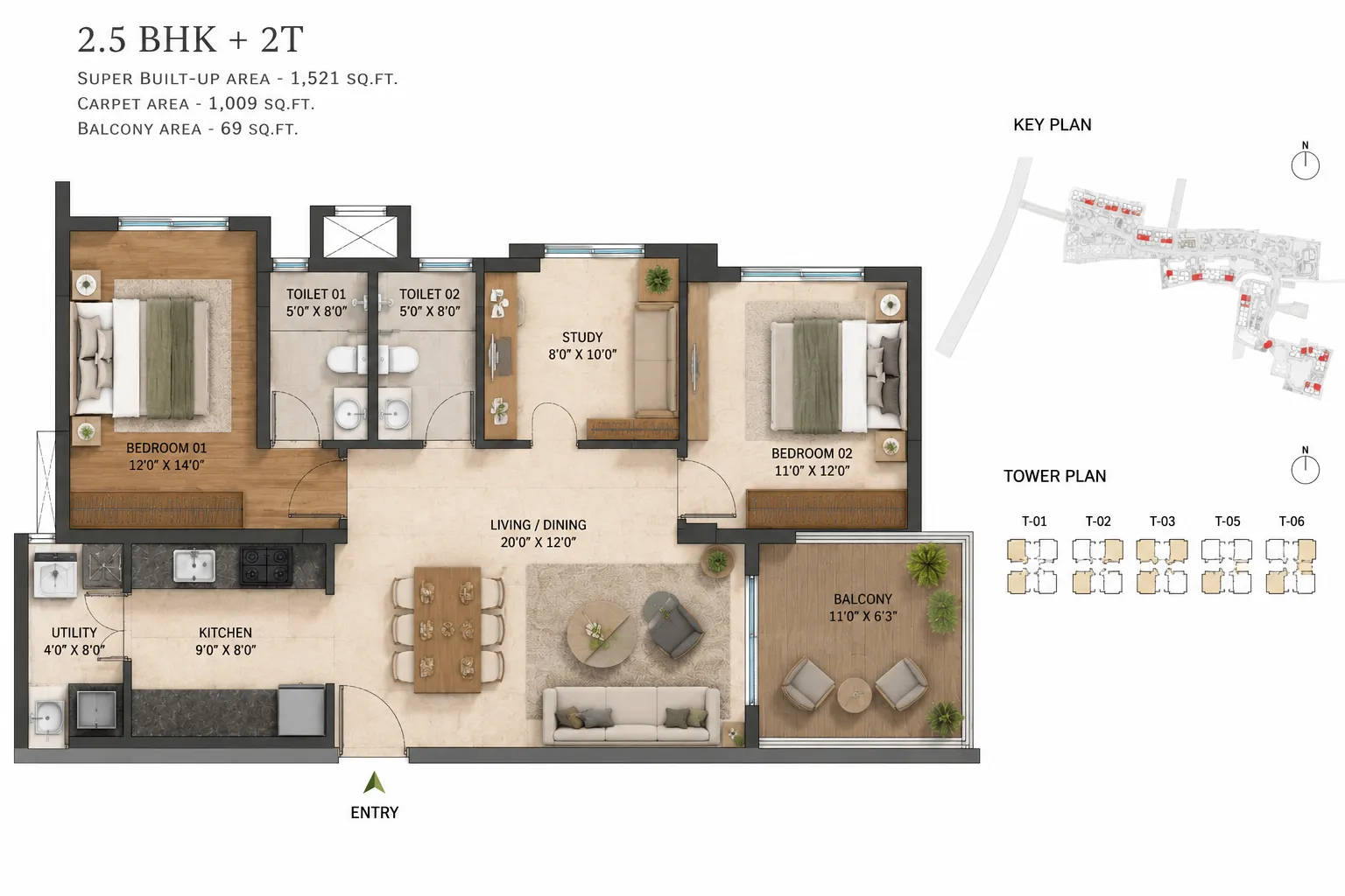 Nambiar District 25 2.5 BHK Floor Plan