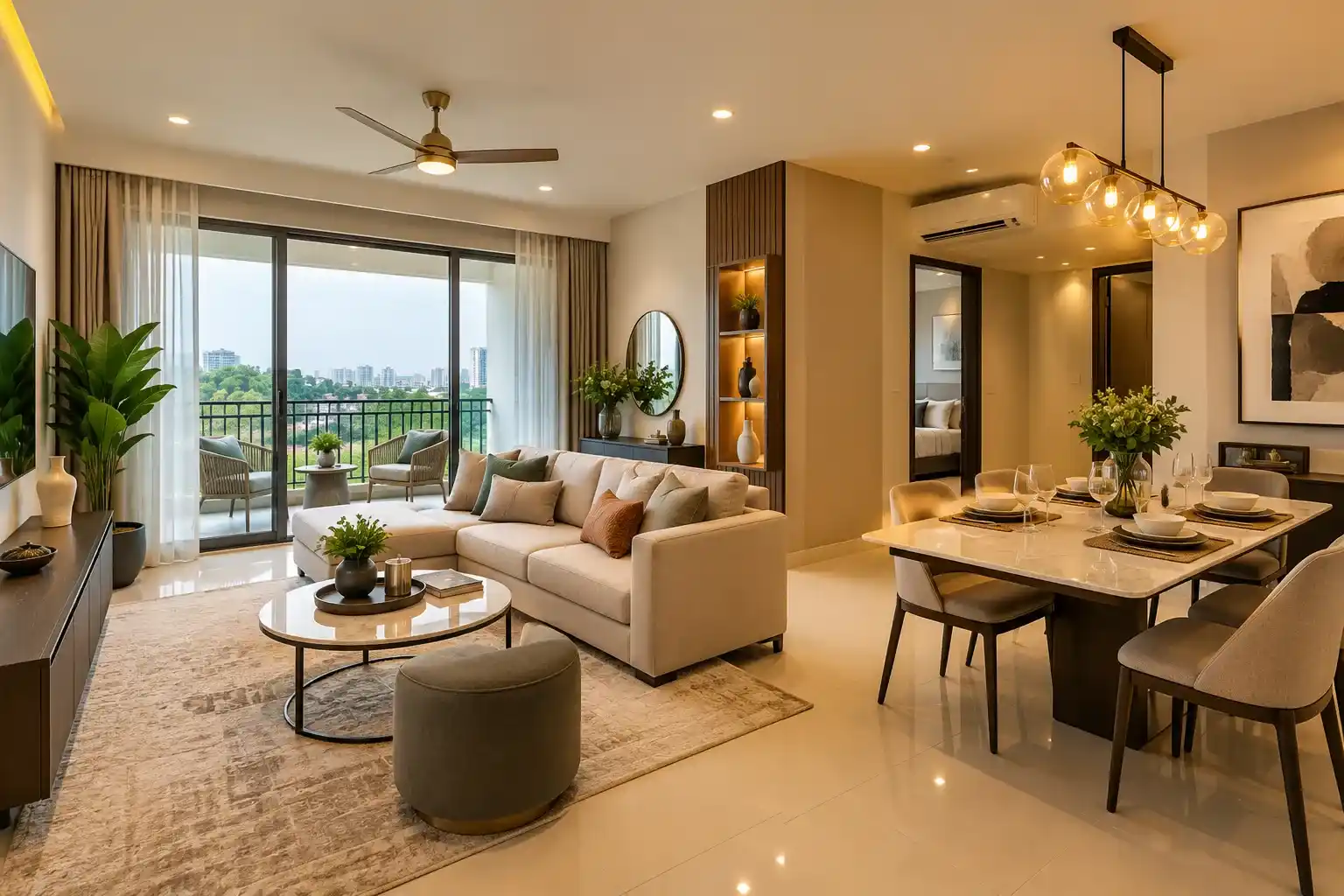 Nambiar District 25 2 BHK Living & Dining Room