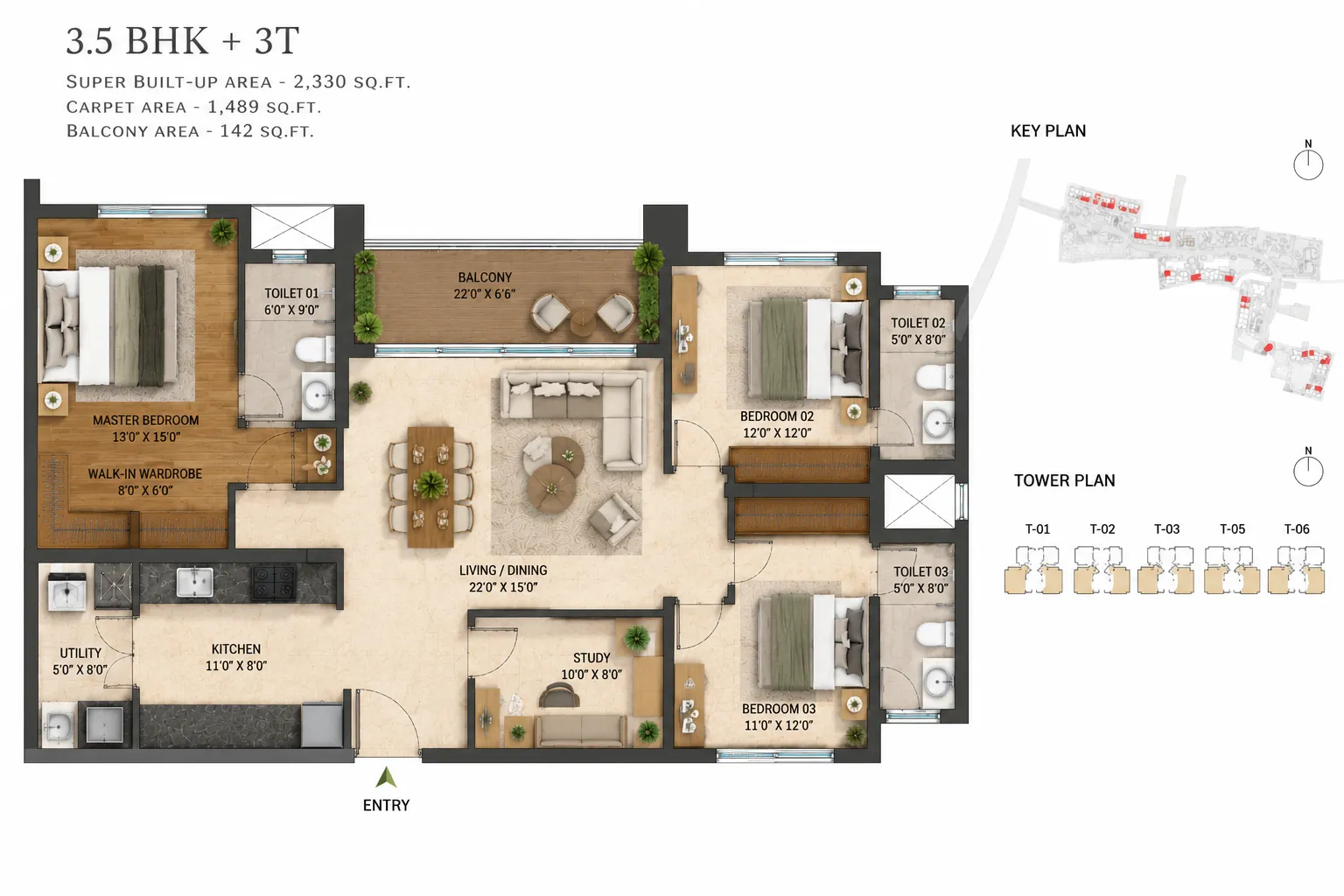 Nambiar District 25 3.5 BHK Floor Plan