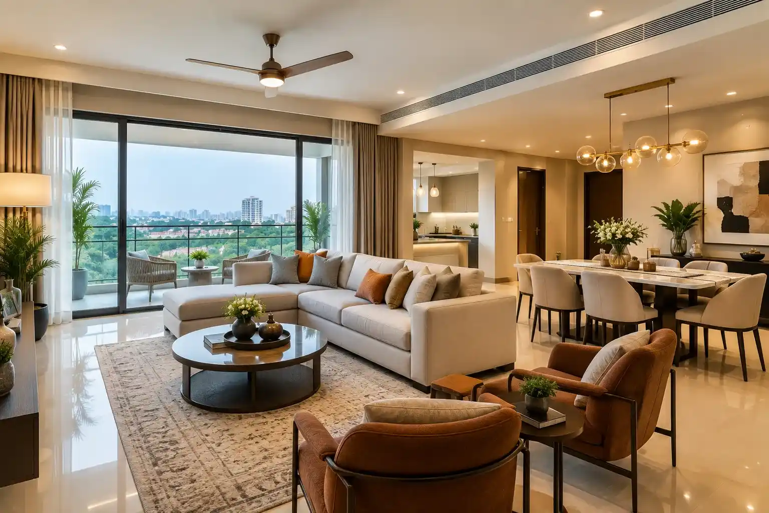 Nambiar District 25 3 BHK Living & Dining Room