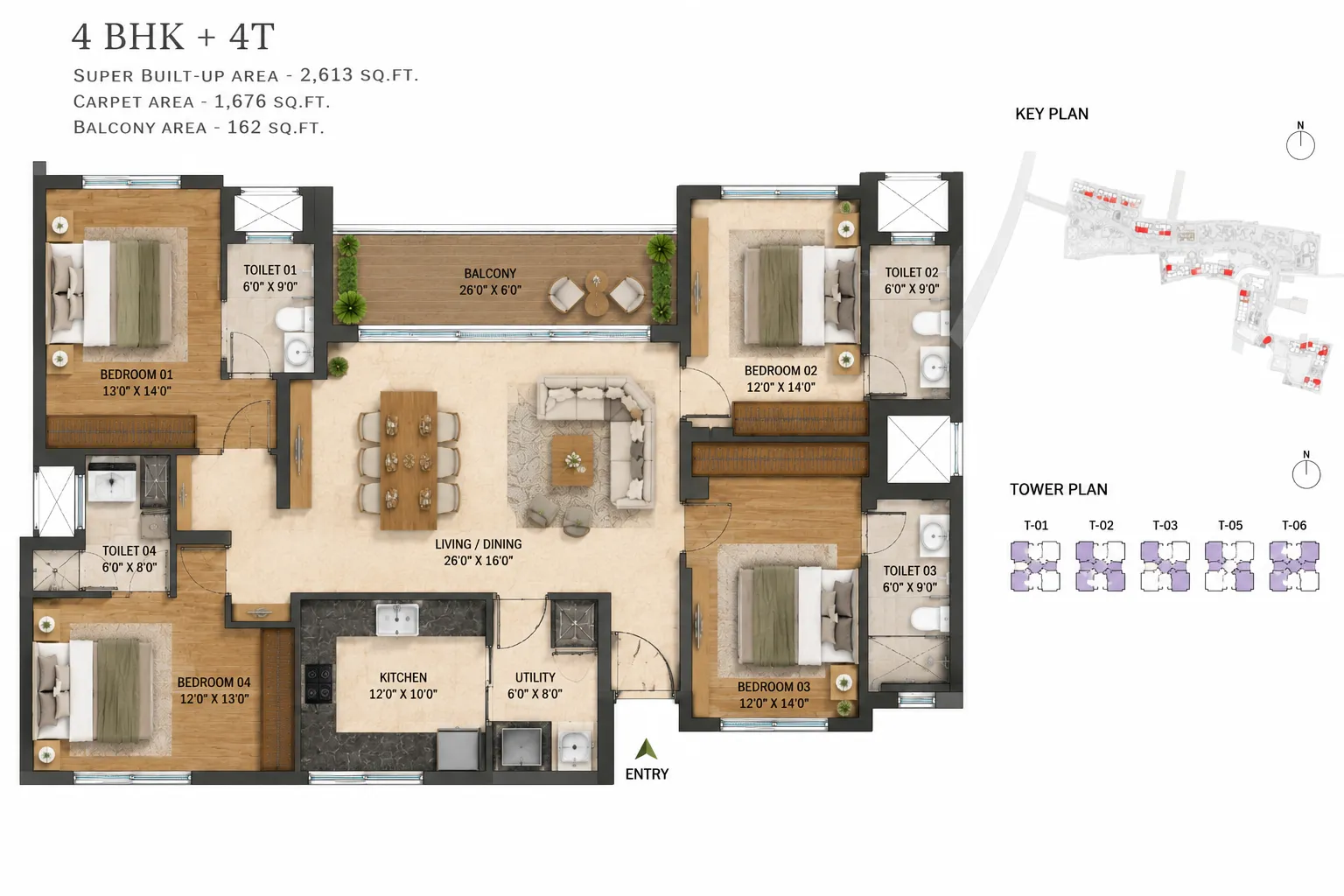 Nambiar District 25 3.5 BHK Floor Plan